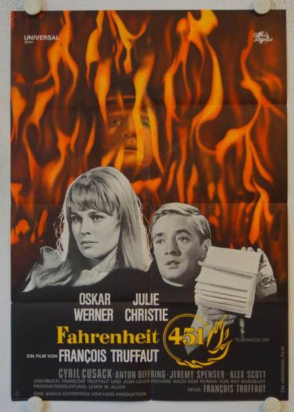 Fahrenheit 451 originales deutsches Filmplakat
